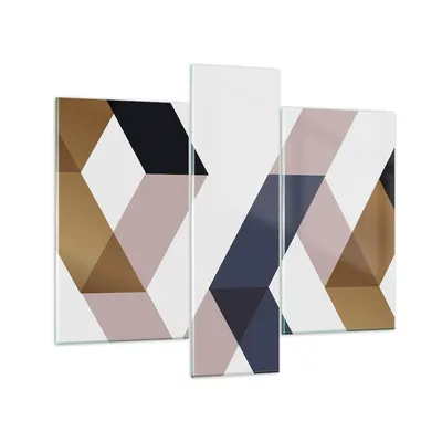 Produktbild von Bilder auf glas - 3 Teile - Abstraktion Muster Diamant - 95x80cm - Glasbilder - Wandbilder - Bilder - zum Aufhängen bereit - Wanddekoration aus Glas - Glas Bilder - Wandbild auf Glas - GCB95x80-4311