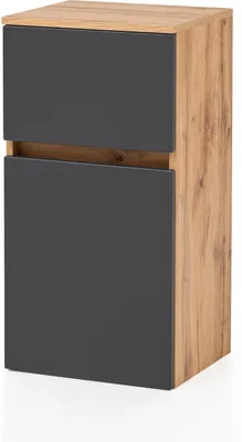 Produktbild von Badezimmerschrank Kornel/Luna 40cm 1 Tür und 1 Schublade - Eiche/mattgrau