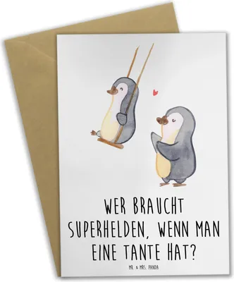 Produktbild von Mr. & Mrs. Panda Grußkarte Lieblings-Tante - Weiß - Geschenk, Neffe, Nichte, weihnachtskarten, babykarte, Geschenke, Heldin, einladungskarten, Lebenshilfe, Dankeschön