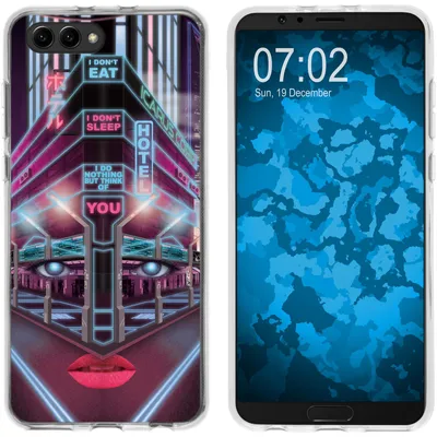 Produktbild von PhoneNatic Case kompatibel mit Huawei Honor View 10 Silikon-Hülle Retro Wave Cyberpunk.02 M5