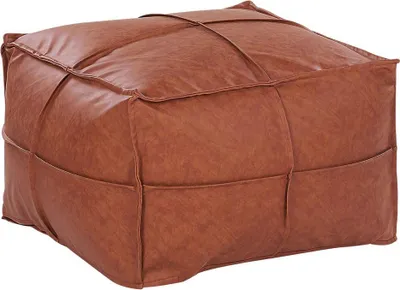 Produktbild von BELIANI Pouf Braun Kunststoffleder 60 x 45 cm Sitzpouf Wohnzimmer Salon