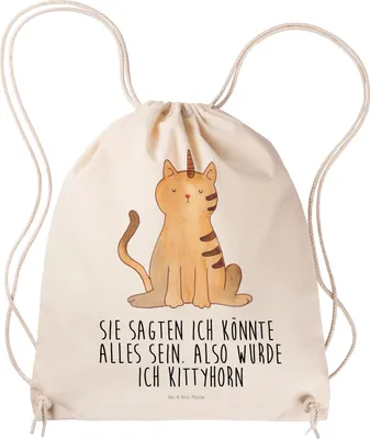 Produktbild von Mr. & Mrs. Panda Jutebeutel Einhorn Katze - Transparent - Geschenk, wander rucksack, Unicorn, stoffbeutel kordel, sporttasche klein, Katzer, Beutel, Glitzer, Turnbeutel