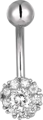 Produktbild von Karisma Edelstahl Bauchnabelpiercing Banana Mini Blume Zirkonia - HB186 - Silber