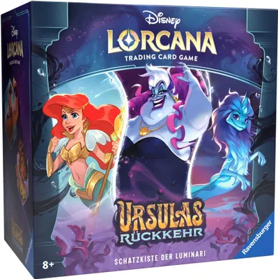 The image shows the front of a Disney Lorcana trading card game box, specifically the 'Ursula's Return' expansion.