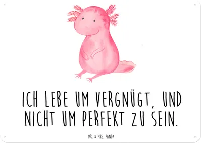 Produktbild von Mr. & Mrs. Panda tafel Axolotl Niedlich DIN A6 - Weiß - Geschenk, Fröhlich, Schild, Wandbild, Lebensweisheit, Türschild, Liebe, wandtafel, Magnetschild, Freundin