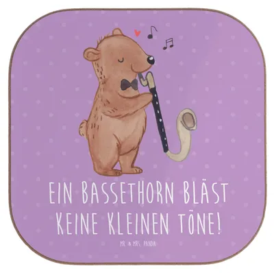 Produktbild von Mr. & Mrs. Panda Tischuntersetzer Bassethorn Klänge - Lavendeltraum - Geschenk, Musik, Untersetzer für Gläser, Lernen, gläseruntersetzer, Coaster, Klarinettenfamilie