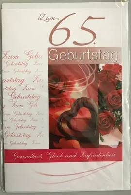 Produktbild von 65. Geburtstag - Glückwunschkarte mit Umschlag - Herz und Rosen