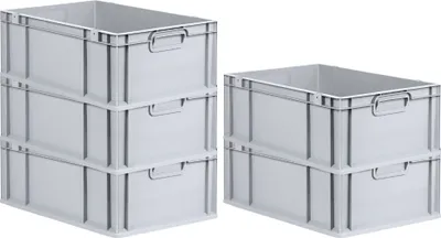 Produktbild von SparSet 5x Eurobox NextGen Grip | HxBxT 22x40x60cm | 44 Liter | Griffe geschlossen | Verstärkter Boden | Grau | Eurobehälter, Transportbox, Transportbehälter, Stapelbehälter