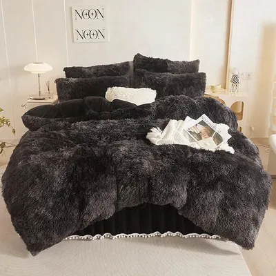 Produktbild von Weiche und bequeme Bettwäsche, Plüsch Bettwäsche Bettbezug mit Kissenbezug Set - SNUGGBED Schwarz