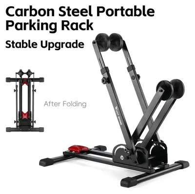 Immagine prodotto di Supporto per biciclette - Supporto 3-in-1 - Regolabile - Pieghevole - Acciaio al carbonio - Adatto per biciclette da 50,8 a 73,7 cm - Nero