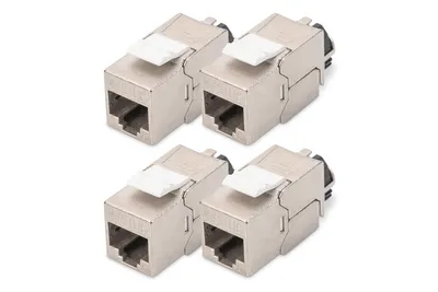 Produktbild von DIGITUS CAT 6A Keystone Modul geschirmt mit Kabelmanager 4St