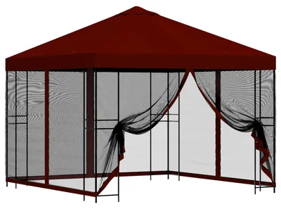 Productafbeelding van Tuin Gazebo met Zijwanden 3 x 3 m Bordeauxrood