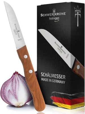 Produktbild von Schwertkrone® Gemüsemesser Premium [ SOLINGEN - GERMANY] - Schälmesser Obstmesser - Küchenmesser klein scharf - Schneidemesser Kartoffelschälmesser - Allzweckmesser (Klinge: 3" | 7,5cm)
