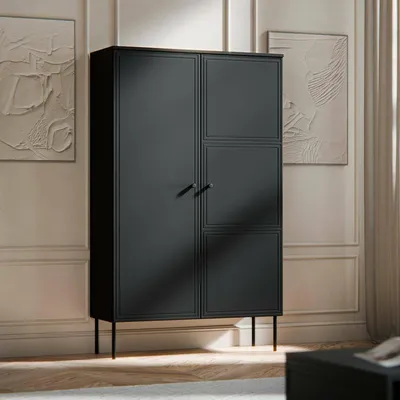 Immagine prodotto di Dmora Armadio Multiuso 2 Ante Montijo 39x166h cm Nero, 6 Ripiani 2 Ante