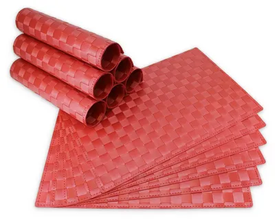 Productafbeelding van Tafelsets MODERN, set van 12, rood, te gebruiken als onderzetters