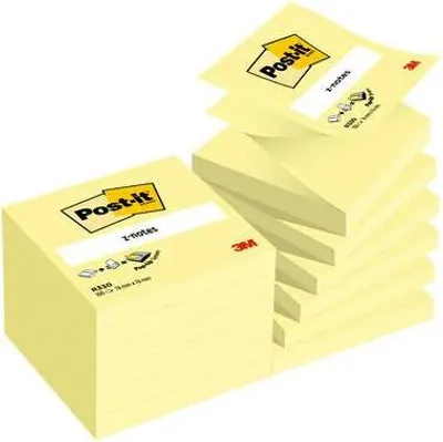 Image de Post-it® Z-Notes, 76 x 76 mm, jaune, 100 feuilles/bloc, 12 blocs