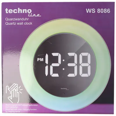 Obrázek produktu pro Křemenné hodiny Technoline WS 8086 se zrcadlovým LED displejem a náladovým světlem se stolním a nástěnným držákem