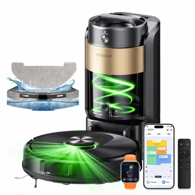 Image de Proscenic Robot Aspirateur Laveur avec Station de Vidage, 10000 Pa, Station 4L Sans Sac, Navigation LiDAR, Détection d'Obstacles 3D, Autonomie 200 min