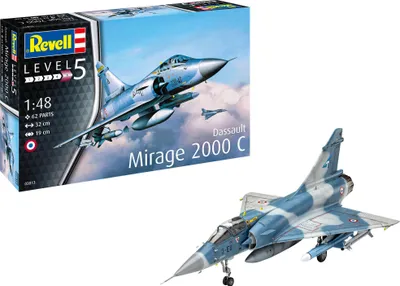 Produktbild von Revell Modellbausatz I Dassault Mirage 2000C I Detailreicher Level 5 Flugzeug Bausatz I 150 Teile I Maßstab 1:48 I für Kinder und Erwachsene ab 13 Jahren, Mittel