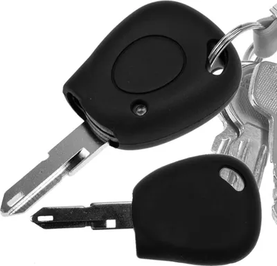 Produktbild von Auto Schlüssel Hülle Silikon Schutz Cover Schwarz kompatibel mit Renault R19 Clio I Twingo C06 Megane I 1 Tasten Funk Fernbedienung