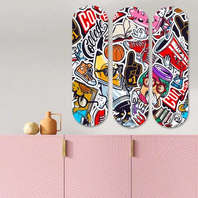 Produktbild von Wallity, 3KY3792, Dekoratives MDF-Gemälde (3 Stück), 100 % MDF, Mehrfarbig, 20 x 70 cm