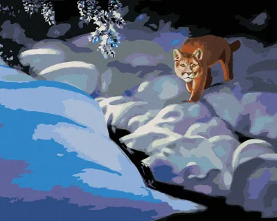 Produktbild von Zuty - Malen nach Zahlen - PUMA IM SCHNEE UND FLUSS (D. RUSTY RUST), 40x50 cm, mit Keilrahmen (bereits gespannt)