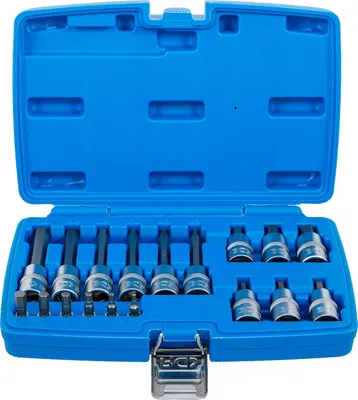Image de BGS Jeu de douilles à embout, entraînement carré intérieur 6,3 mm (1/4") / 12,5 mm (1/2") six pans creux 18 pces - 5171