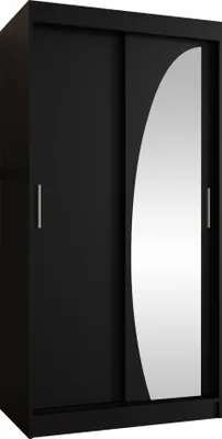 Produktbild von MIRJAN24 Kleiderschrank Wika 100, Schwebetürenschrank mit zwei Kleiderstangen, Garderobe (Farbe: Schwarz, Größe: 100 cm, ohne Schubladen)