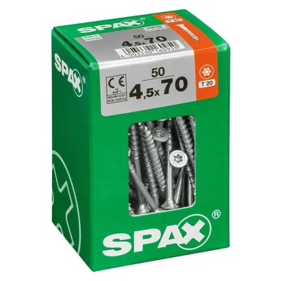 Produktbild von 50er-Pack SPAX Senkkopf-Torx-Stahlschrauben, Durchmesser 4,5 mm x Länge 70 mm