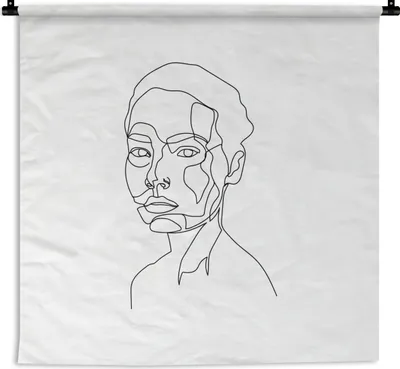 Produktbild von MuchoWow® Wandteppich Wandbehang Frau - Linienkunst - Abstrakt 60x60 cm Tapisserie Dekoration Wandtuch - Dekorationen - Wand Decke