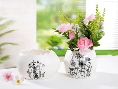 Produktbild von Gilde Pflanztopf Ei "Wiesenzauber" B. 13 cm 51625