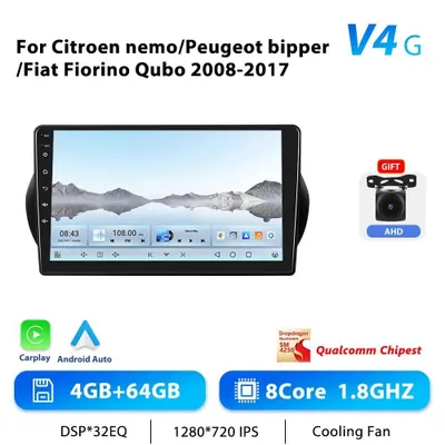 Produktbild von Für Fiat Fiorino/Qubo 2008–2017 - Android 11 2-DIN Autoradio - Touchscreen 25,4 cm - MTK 8-Kern - RAM 4GB + 64GB ROM - GPS Navi, RDS, Split-Screen