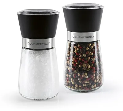 Produktbild von GOURMETmaxx Salz- & Pfeffermühle Kompakt 2er-Set transparent/schwarz