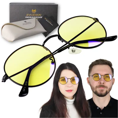 Produktbild von Okulary do komputera blokujące światło niebieskie ANTI BLUE LIGHT + etui, czarne 45% 3447