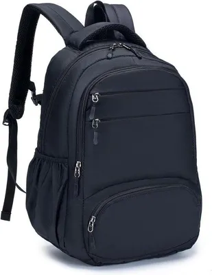 Obrázek produktu pro Uniqoos® Batoh do letadla, rozměry 40 x 20 x 25 cm – lehký cestovní batoh s přihrádkou na notebook o velikosti 15,6 palců, vyrobený z nylonu 800D, černý, s mnoha přihrádkami pro práci a studium