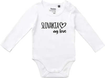 Produktbild von Huuraa Baby Body Slovakia my love 68 White  Baumwolle Fairtrade Langarmbody Geschenkidee