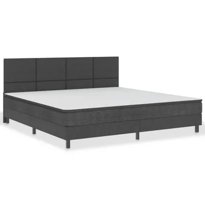 Image de vidaXL Lit boxspring gris foncé tissu 200x200 cm