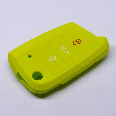 A single green silicone car key cover is shown on a plain background.
