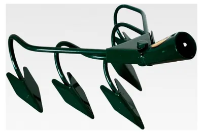 Produktbild von Gartenhacke mit 5 Zinken, Pflanzharke aus Stahl, Blumenharke mit Ø 2,8 cm Stieldülle, Kultivator zur Bodenauflockerung und Unkrautentfernung, handlicher Grubber für den Garten, 29 x 23 cm, Grün