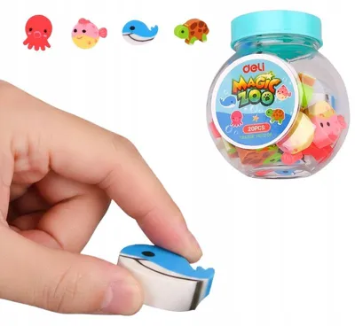 Image de Gomme à effacer en forme d'animaux, lot de 20, pour enfants