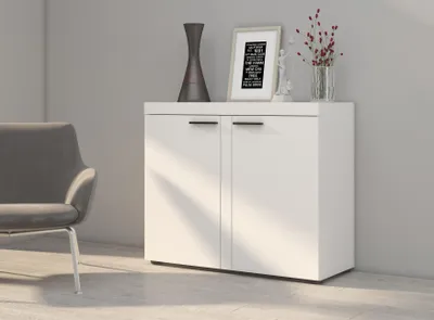 Produktbild von Kommode RUBEN III 97 cm mit 2 Türen – Sideboard für Wohnzimmer, Esszimmer und Flur - Weiß