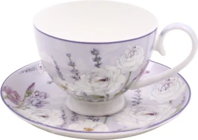 Produktbild von HOME ELEMENTS Porzellanbecher mit Untertasse 250 ml, Lavendel