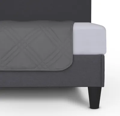 Produktbild von Bettüberwurf 220x240 cm Anthrazit – Tagesdecke gesteppt, leichte Sommerdecke mit wattierter Zwischenlage, Wendedecke