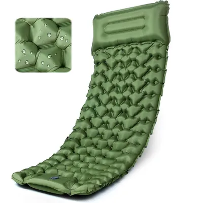Produktbild von Camping Isomatte mit Fußpumpe 200×66×9 cm, Outdoor Luftmatratze mit Kissen, wasserdicht & rutschfest, faltbare Schlafmatte für Camping, Trekking