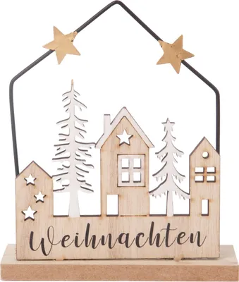Produktbild von Dekoaufsteller Haus Weihnachten Holz 15 x 13 cm natur