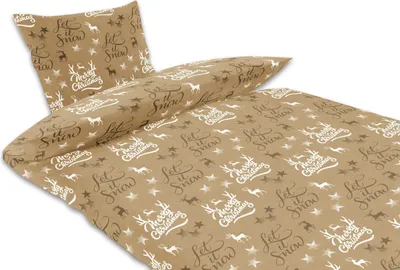 Produktbild von Sun Garden -Bettwäsche Merry Christmas, Farbe Sand 2-teilig, 100% Baumwoll-Satin, Größe: 135 x 200 cm