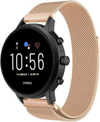 Produktbild von Strap-it Milanese - Kompatibel mit Fossil Gen 5Armband 44mmFossil uhrenarmband Fossil ersatzarmband Edelstahl für Smartwatch 22mm Armband Rosa gold 22mm