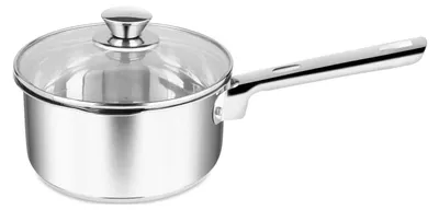 Obrázek produktu pro Rendlík na mléko 16 cm - 1,5 litru - Nerezová ocel - Se skleněnou poklicí - Vhodný pro indukci