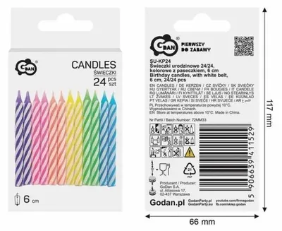 Produktbild von Geburtstagskerzen 6 cm, 24 Stück – Godan