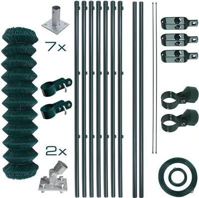 Produktbild von Maschendrahtzaun Komplettset 1,25 x 15 m Zaunset Gartenzaun Aufschraubhülse Zaun
